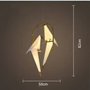 Origami white & gold crane chandelier iron led light for bedroom