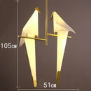 Origami white & gold crane chandelier iron led light for bedroom