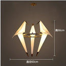 Origami white & gold crane chandelier iron led light for bedroom