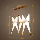 Origami white & gold crane chandelier iron led light for bedroom