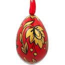Khokhloma Golden Flowers Wooden Egg Easter Ornament 3 Inches