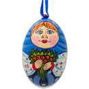 Doll with Flower Bouquet Wooden Egg Ornament 3 Inches