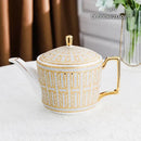 Ornate 18th century scene bone china tea pot dining room porcelain