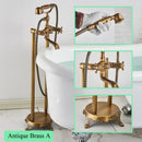 Ornate antique brass freestanding bathtub filler with handshower bathroom
