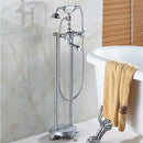 Ornate antique brass freestanding bathtub filler with handshower bathroom