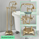 Ornate antique brass freestanding bathtub filler with handshower bathroom
