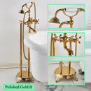 Ornate antique brass freestanding bathtub filler with handshower bathroom