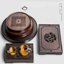 Ornate black bamboo tea tray dining room water storage drainage