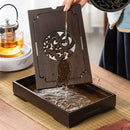 Ornate black bamboo tea tray dining room water storage drainage