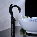 Ornate black bronze swan basin faucet dual cross handle bathroom mixer