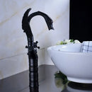 Ornate black bronze swan basin faucet dual cross handle bathroom mixer