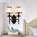 Ornate black crystal prisms wall light bedroom sconce