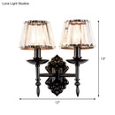 Ornate black crystal prisms wall light bedroom sconce