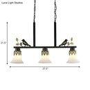 Ornate black & gold bird island pendant light dining room