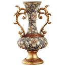 Ornate black & gold resin vase dried flowers – living room decor