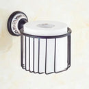 Ornate black & white bathroom accessories set wrought iron towel rack