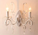 Ornate black wrought iron crystal wall lamp living room sconce
