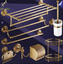 Ornate brass finished copper bathroom accessories set – bathroom
