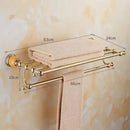 Ornate brass jade bathroom accessories set with amber accents