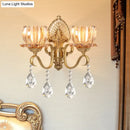 Ornate brass lotus wall sconce amber glass e14 bulb bedroom light