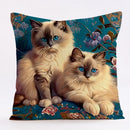 Ornate cat design linen pillowcase – living room cushion cover
