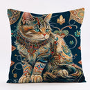 Ornate cat design linen pillowcase – living room cushion cover
