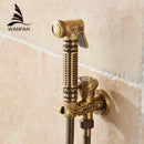 Ornate engraved gold brass wall mounted bidet faucet bathroom sprayer