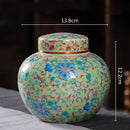 Ornate floral ceramic storage jar set kitchen tea coffee containers