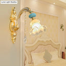 DecorBites™ Nordic White Glass Flower Wall Mount Light with Crystal Drop - Gold Accent, Ideal for Bedroom - 1/2 Lights