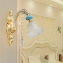 DecorBites™ Nordic White Glass Flower Wall Mount Light with Crystal Drop - Gold Accent, Ideal for Bedroom - 1/2 Lights