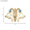 DecorBites™ Nordic White Glass Flower Wall Mount Light with Crystal Drop - Gold Accent, Ideal for Bedroom - 1/2 Lights