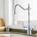 Ornate gold and white kitchen faucet mixer tap with ceramic handles