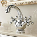 Ornate gold & chrome double handle chrome basin faucet bathroom