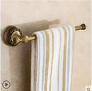 Ornate gold copper carved bathroom accessories set