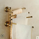 Ornate gold copper carved bathroom accessories set