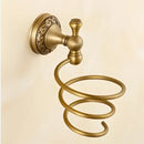 Ornate gold copper carved bathroom accessories set