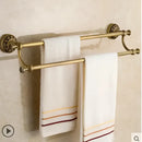 Ornate gold copper carved bathroom accessories set