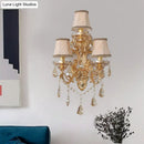 Ornate gold crystal 3 light metal fixture living room sconce