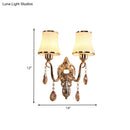 Ornate gold crystal wall sconce bedroom e26 e27 bulb base light