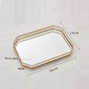 Ornate gold mirror glass storage tray bedroom jewelry decor