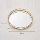 Ornate gold mirror glass storage tray bedroom jewelry decor
