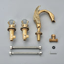 Ornate gold swan basin faucet with crystal handles for bathroom
