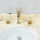 Ornate gold swan basin faucet with crystal handles for bathroom