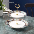 Ornate gold three tiered floral fruit plates set dining room stand