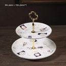 Ornate gold three tiered floral fruit plates set dining room stand