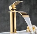Ornate gold waterfall bathroom faucet floral basin mixer tap