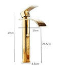 Ornate gold waterfall bathroom faucet floral basin mixer tap