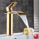 Ornate gold waterfall bathroom faucet floral basin mixer tap