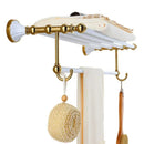 Ornate gold & white ceramic bathroom accessories set