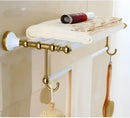 Ornate gold & white ceramic bathroom accessories set